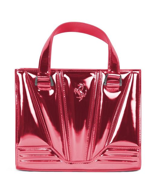 Ferrari Red Fuchsia Leather Handbag
