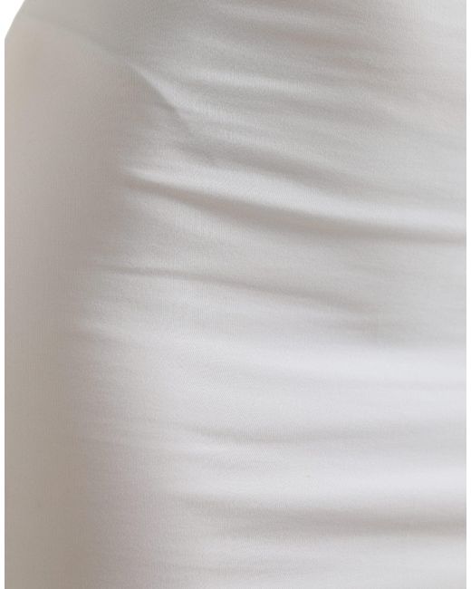 Dolce & Gabbana White Viscose High Waist Pencil Cut Mini Skirt