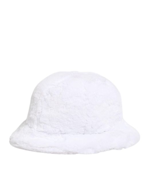 Dolce & Gabbana White Modacrylic Fur Bucket Men Capello Hat for men