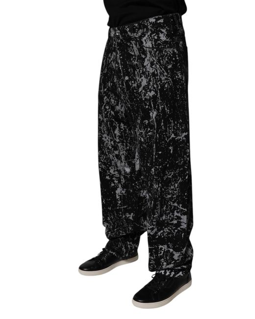 Dolce & Gabbana Black Tie Dye Cotton Straight Men Denim Jeans for men