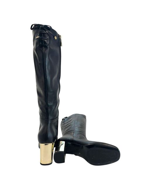 Borbonese Blue Black Leather Boot