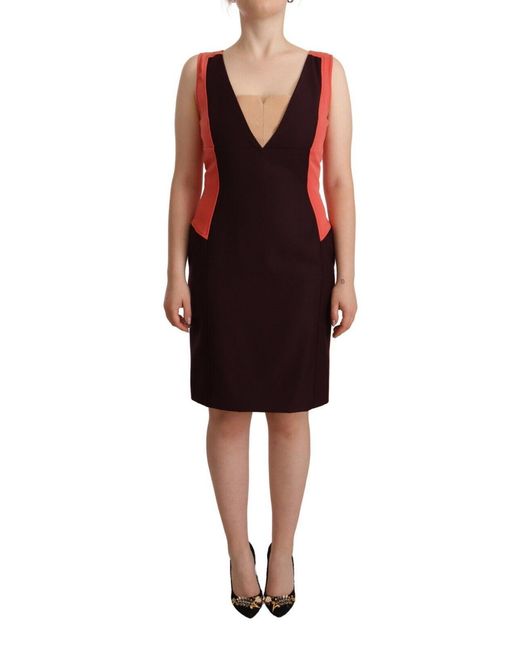 CO|TE Black Co|Te Multicolor V-Neck Sleeveless Sheath Dress