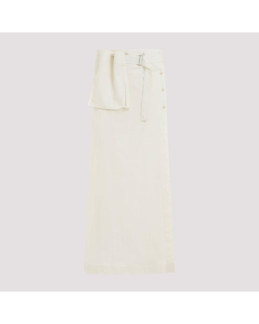 Lemaire White Lemon Glaze Cotton Long Wrap Skirt