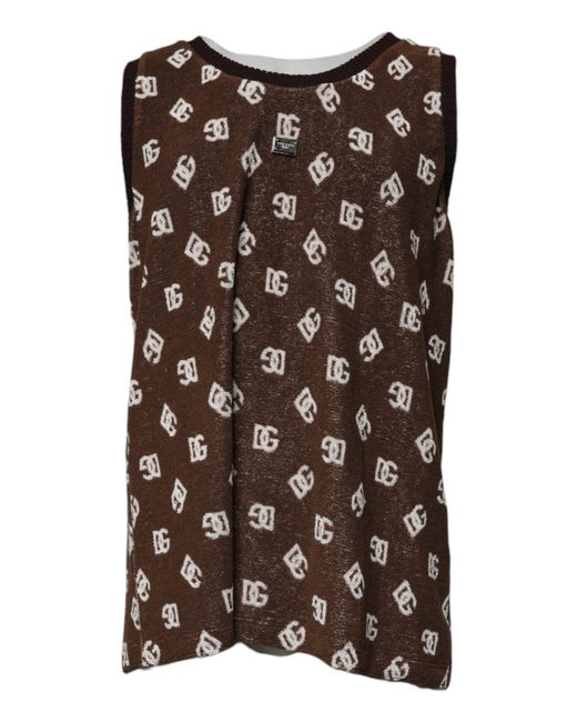 Dolce & Gabbana Brown Logo Monogram Cotton Crew Neck T for men
