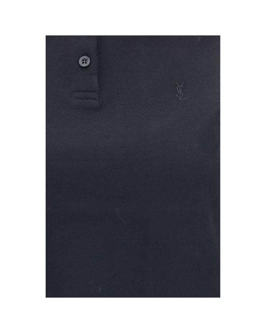 Saint Laurent Blue Black Recycled Cotton Polo Shirt