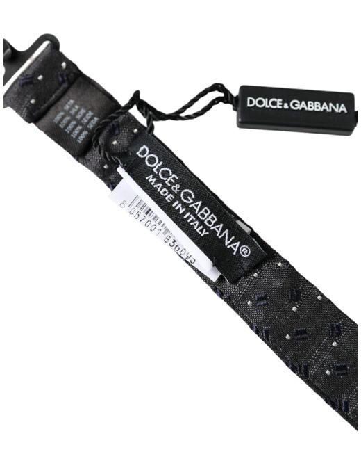 Dolce & Gabbana White Silk Patterned Adjustable Neck Papillon Bow Tie for men