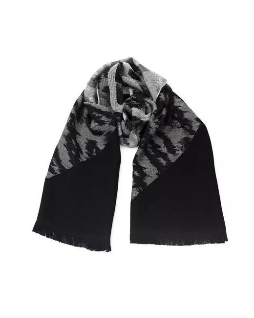 Roberto Cavalli Black Wool Scarf for men