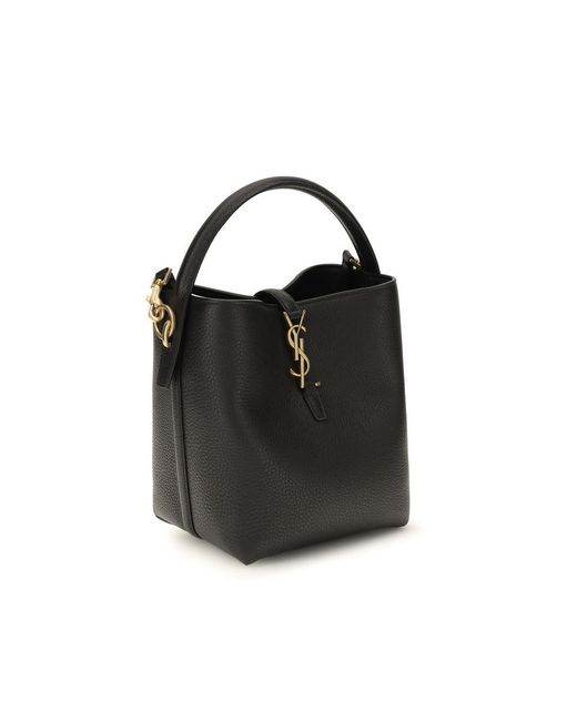 Saint Laurent Black Calf Leather Bos Taurus Backet Bag