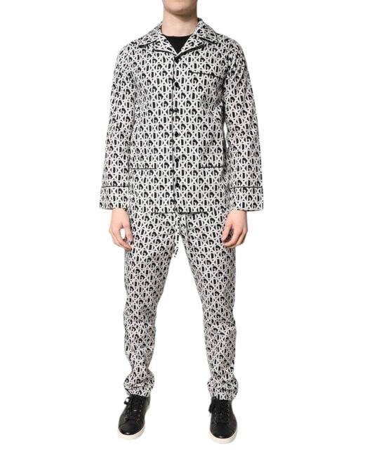 Dolce & Gabbana Multicolor Black White Dg Print Cotton Pajama Set Sleepwear for men