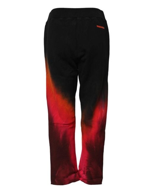 DSquared² Black Red Cotton Straight Fit Jogger Pants for men