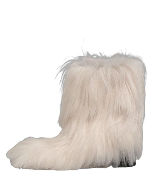 Dolce & Gabbana Natural White Faux Fur Mid Calf Men Boots Shoes for men