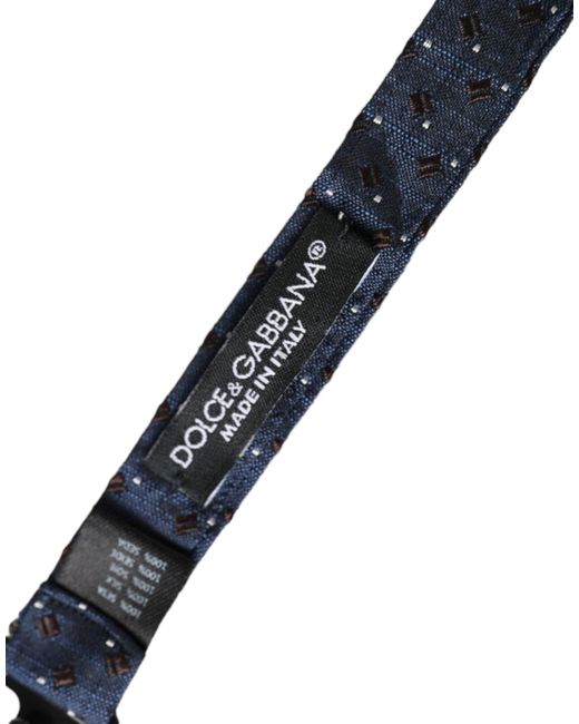 Dolce & Gabbana White Silk Patterned Adjustable Papillon Bow Tie for men