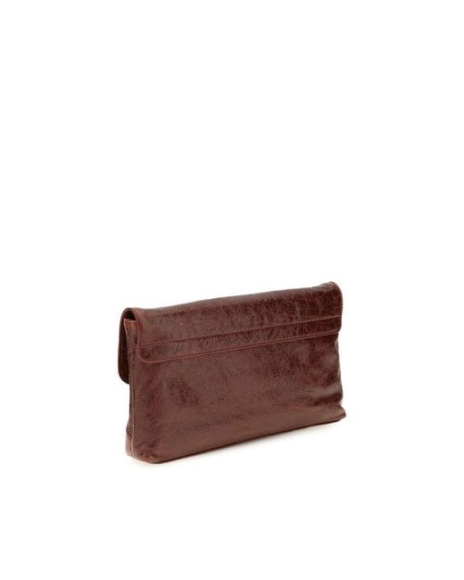Balenciaga Brown Bordeaux Lamb Ovis Aries Aries Clutch Bag