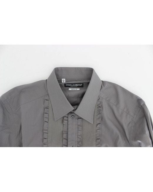 Dolce & Gabbana Gray Elegant Slim Fit Cotton Dress Shirt for men