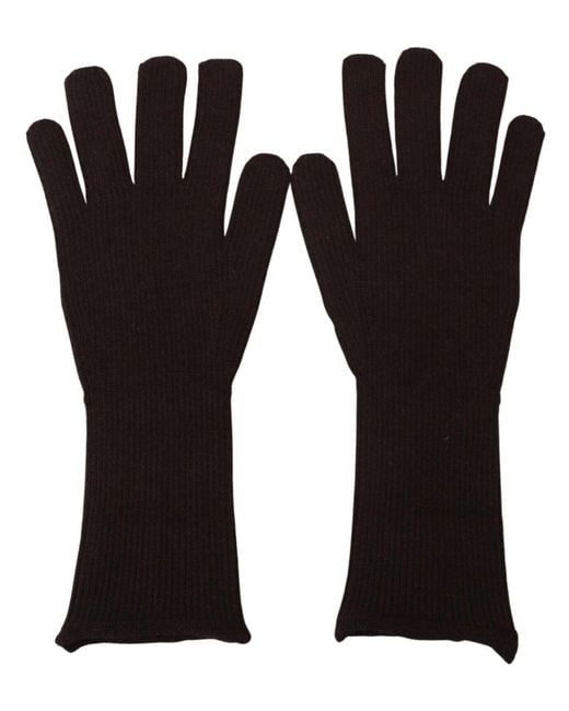Dolce & Gabbana Black Brown Cashmere Silk Hands Mitten Mens Gloves for men