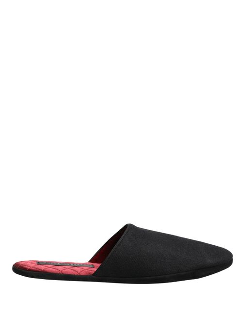 Dolce & Gabbana Black Wool Cashmere Red Quilted Slippers Shoes for men