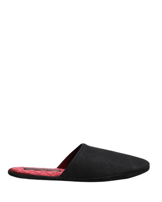 Dolce & Gabbana Black Wool Cashmere Red Quilted Slippers Shoes for men