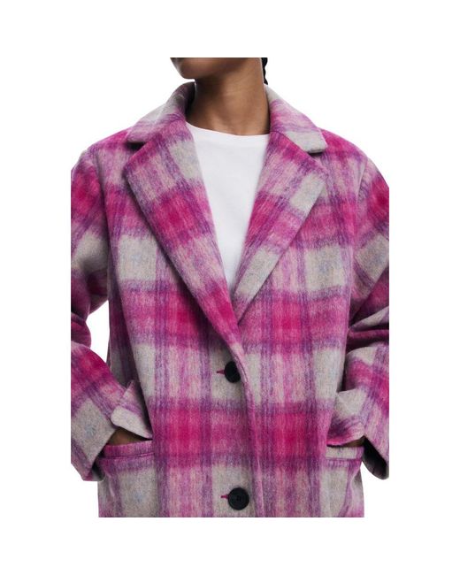 Desigual Purple Multicolor Polyester Coat
