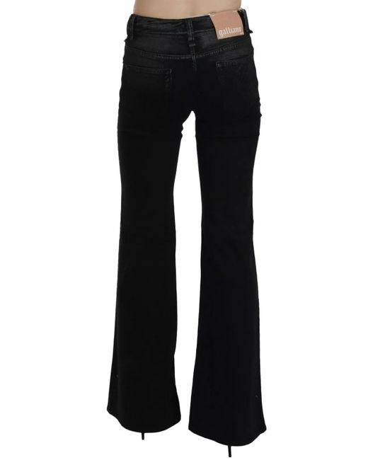 John Galliano Black Washed High Waist Flared Denim Casual Pants Jeans