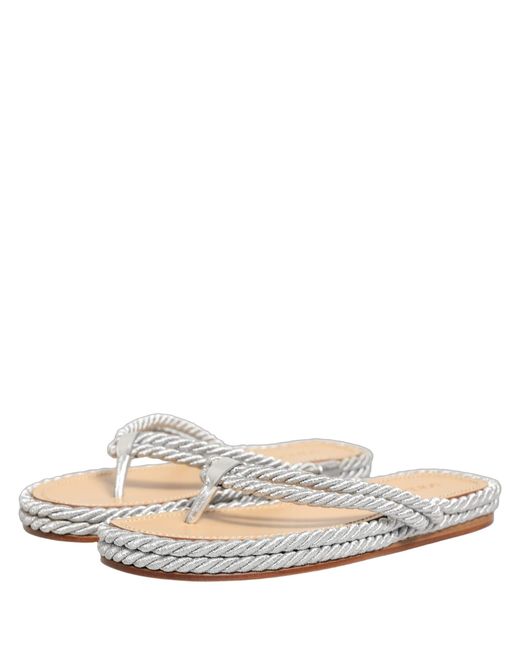 Dolce & Gabbana White Silver Rope Slides Sandals Flip Flops Shoes for men
