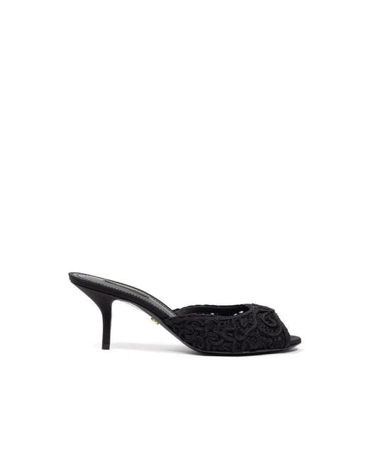 Dolce & Gabbana Black Cotton Mules