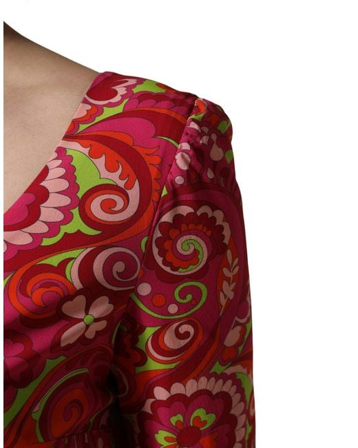 Dolce & Gabbana Red Paisley Floral Print Sheath Midi Dress