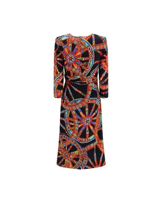 Dolce & Gabbana Red Multicolor Silk Cocktail Dress