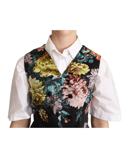 Dolce & Gabbana Blue Exquisite Floral Jacquard Waistcoat