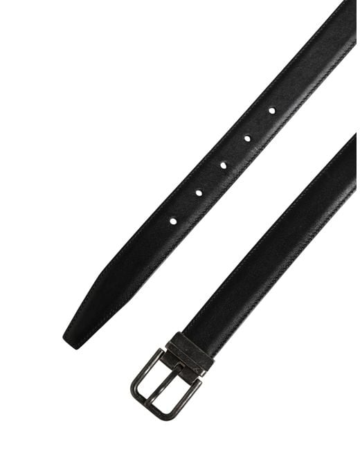 Dolce & Gabbana Black Classic Leather Metal Buckle Belt Calf for men