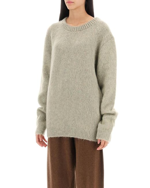 Lemaire Natural Sweater In Melange Effect Brushed Yarn