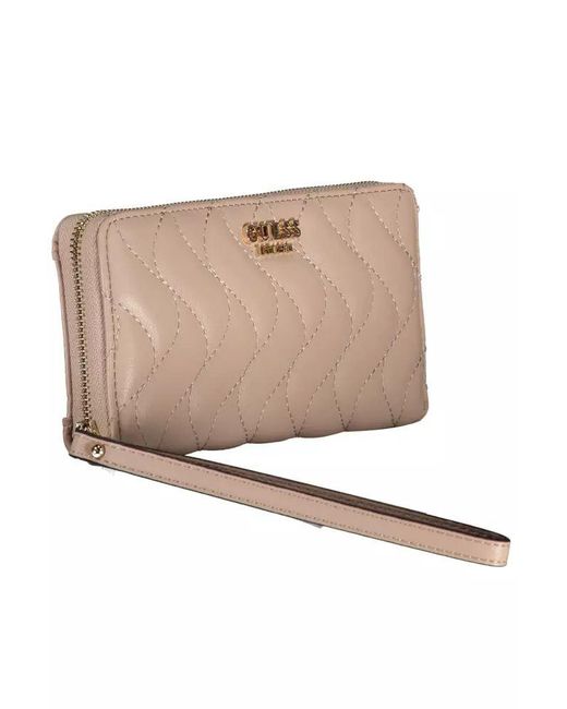 Guess Natural Elegant Pink Wallet With Ample Compartments