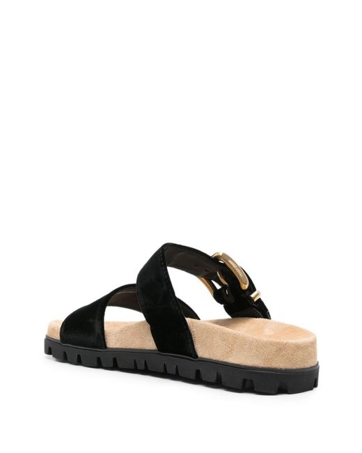 Miu Miu Black Suede Buckle Sandals