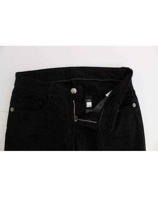CoSTUME NATIONAL Cotton Slim Fit Bootcut Jeans Black Sig30120