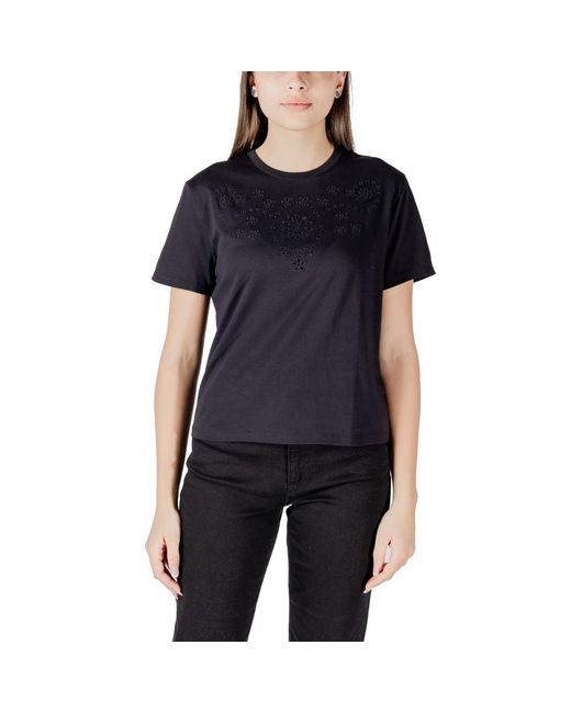 Jacqueline De Yong Black Cotton T-Shirt