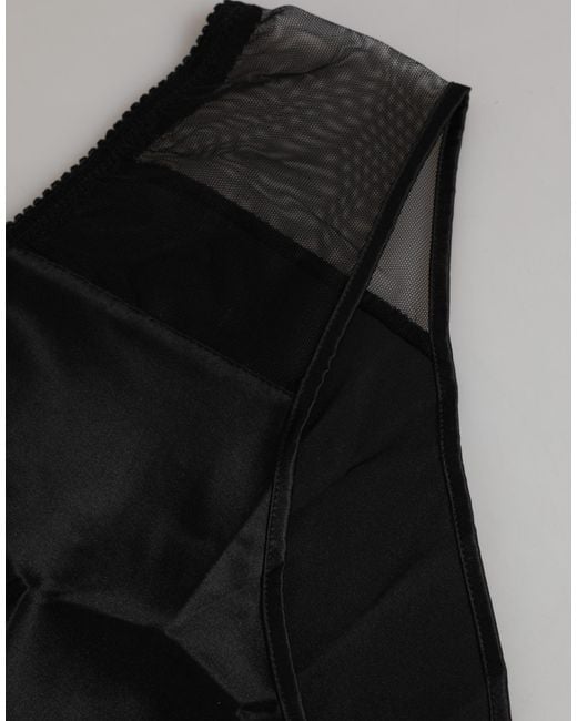 Dolce & Gabbana Black Silk Stretch High Waist Panty Underwear 08+Se Clothing