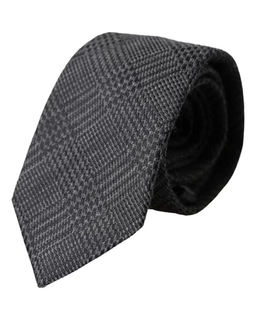 Dolce & Gabbana Gray Glen Plaid Tie Kra3328 for men