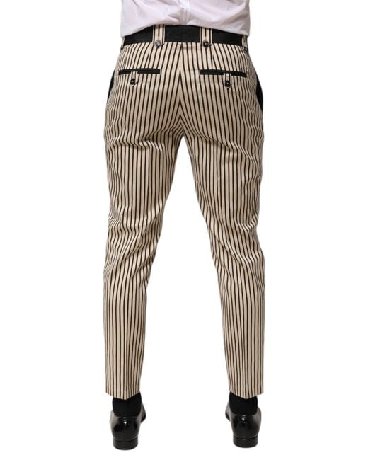 Dolce & Gabbana Gray Striped Button Closure Pants for men