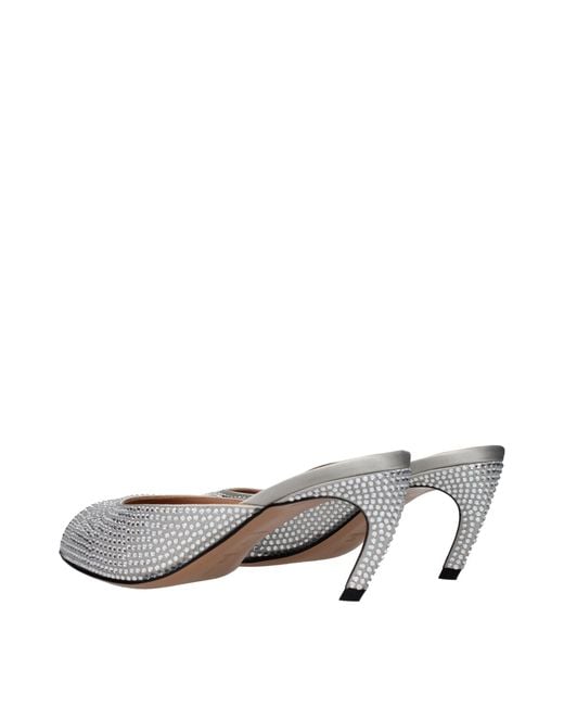 The Attico Metallic Gray Satin Stiletto Heel Sandals