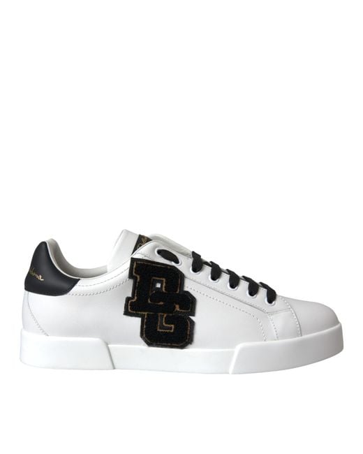 Dolce & Gabbana White Leather Dg Logo Casual Low Top Sneakers Shoes for men