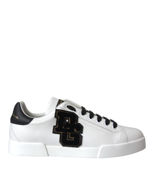Dolce & Gabbana White Leather Dg Logo Casual Low Top Sneakers Shoes for men