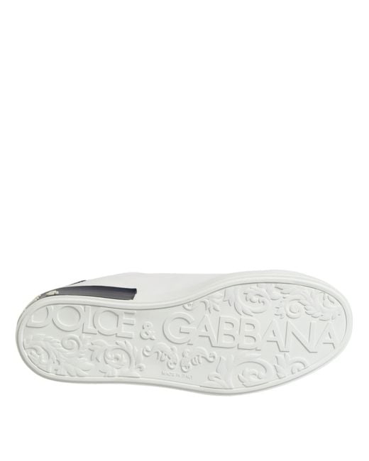 Dolce & Gabbana Multicolor White Black Leather Portofino Sneaker Shoes for men
