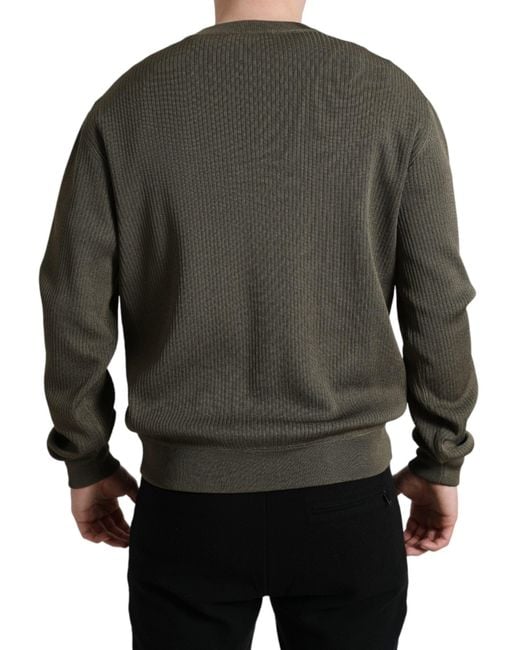 Dolce & Gabbana Gray Viscose Crew Neck Pullover Sweater for men