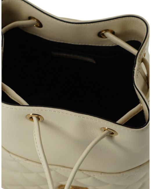 Versace Green White Lamb Leather Small Bucket Shoulder Bag