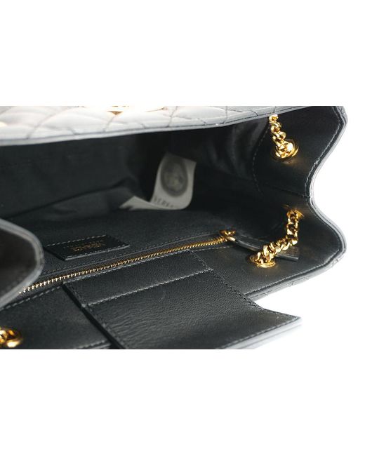 Versace Black Quilted Nappa Leather Medusa Tote Handbag