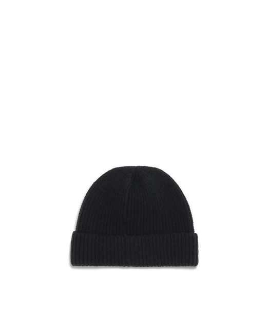 Prada Black Beanie Hat With Logo for men
