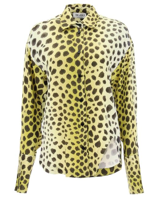 The Attico Yellow Eliza Cheetah Print Satin Shirt