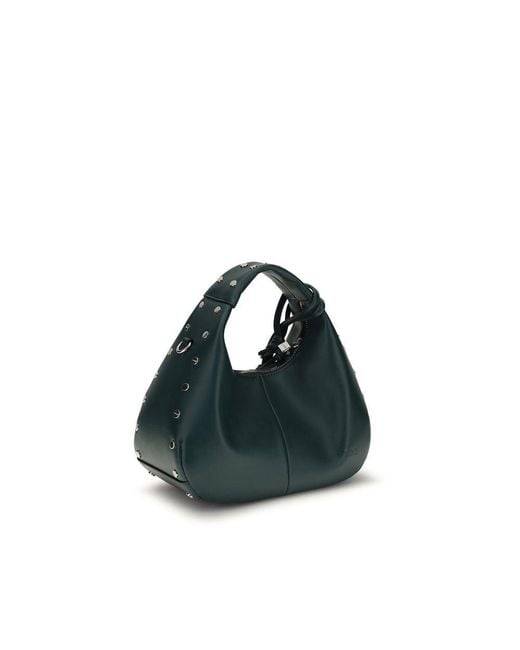 Ganni Black Bicolor Recycled Leather Shoulder Bag
