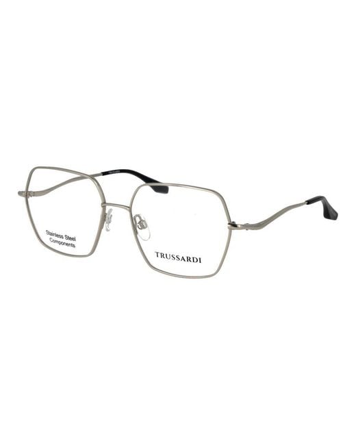 Trussardi Metallic Silver Stainless Steel Glasses (frames)