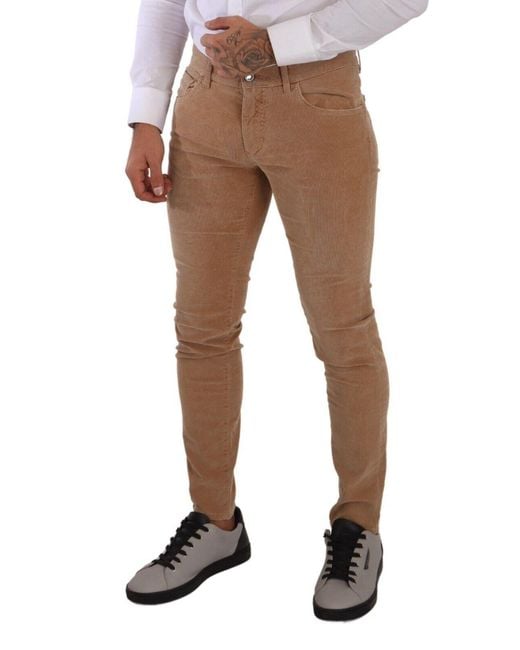 Dolce & Gabbana Black Elegant Slim Fit Corduroy Jeans for men