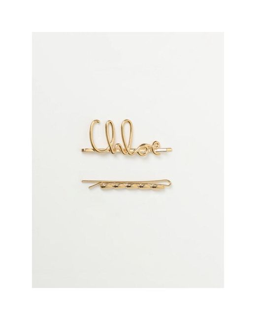 Chloé White Brown Metal Hair Clip